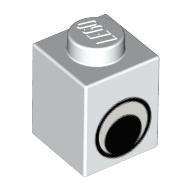 Деталь LEGO Brick 1 x 1 with Simple Eye Black and White Print, Белый