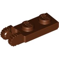 Деталь LEGO Пластина шарнирная фиксирующая 1 x 2, с 2 пальцами на торце, с пазом, Красно-коричневый