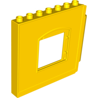 Деталь LEGO Duplo Building Wall 1 x 8 x 6 with Window Opening, Hinge on Right, Желтый