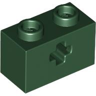 Деталь LEGO Кирпичик Technic 1 x 2, с осевым отверстием типа 1, Темно-зеленый