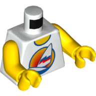 Деталь LEGO Torso Sailboat with Sunset Print, Yellow Arms and Hands, Белый