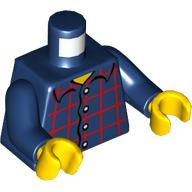 Деталь LEGO Torso Plaid Shirt with Buttons Print, Dark Blue Arms, Yellow Hands, Темно-синий