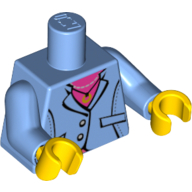 Деталь LEGO Torso Suit Jacket, Two Buttons, Pink Top, Necklace Print, Medium Blue Arms, Yellow Hands, Средне-голубой