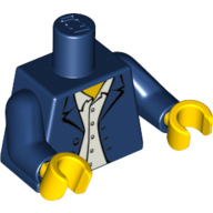 Деталь LEGO Torso Blazer over Light Blue Button Down Shirt Print, Dark Blue Arms, Yellow Hands, Темно-синий