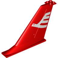 Деталь LEGO Tail 14 x 2 x 8 with White Airline Bird Print, Красный
