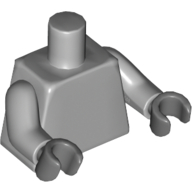 Деталь LEGO Torso, Light Bluish Gray Arms, Dark Bluish Gray Hands [Plain], Светлый сине-серый
