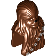 Деталь LEGO Minifig Head Special, Wookiee with Silver Bandolier / Black Nose Print, Красно-коричневый