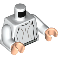 Деталь LEGO Torso Loose Dress Light Bluish Gray Folds Print (Leia), White Arms, Light Flesh Hands, Белый