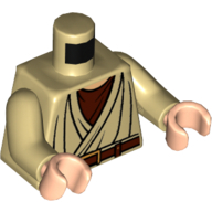 Деталь LEGO Torso Robe, Light Flesh Neck, Brown Belt Print, Tan Arms, Light Flesh Hands, Песочный