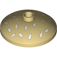 Деталь LEGO Dish 3 x 3 Inverted (Radar) with White Sesame Seeds Print (Hamburger Bun), Песочный