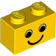 Деталь LEGO Brick 1 x 2 with Eyes and Smile Print, Желтый