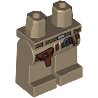 Деталь LEGO Hips and Dark Tan Legs with Indiana Jones Belts and Holster Print, Темно-песочный