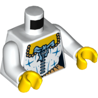 Деталь LEGO Torso Corset and Medium Blue Ribbon Print, White Arms, Yellow Hands, Белый