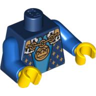 Деталь LEGO Torso Robe with White Fur Trim, Gold Chain, Medallion and Gold Detail Print, Blue Arms, Yellow Hands, Темно-синий