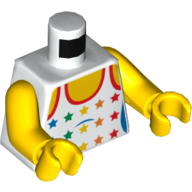 Деталь LEGO Torso Tank Top with Rainbow Stars Print, Yellow Arms and Hands, Белый