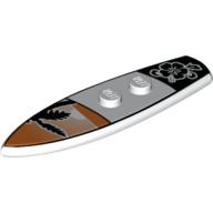 Деталь LEGO Sports Surfboard Standard with Palm Tree and Flower Print, Белый