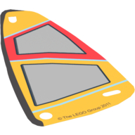 Деталь LEGO Plastic Triangle 6 x 12 Sail with Orange and Red Print [4644 / 60013], Прозрачный бесцветный