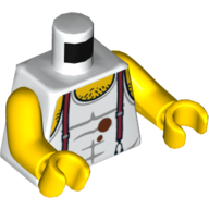 Деталь LEGO Torso Tank Top with Suspenders, Mud and Hairy Chest Print, Yellow Arms and Hands, Белый