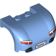 Деталь LEGO Vehicle, Mudguard 3 x 4 x 1 2/3 Curved with Back with Tail Lights, Exhaust and '301PCE' License Plate Print, Средне-голубой