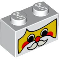 Деталь LEGO Brick 1 x 2 with Santa Claus Face Print, Белый