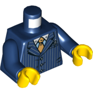 Деталь LEGO Torso Suit Jacket with Pinstripes and Yellow Tie Print, Dark Blue Arms, Yellow Hands, Темно-синий