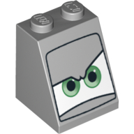 Набор LEGO Slope 65В° 2 x 2 x 2 with Bottom Tube with Green Eyes on White Background Print, Светлый сине-серый
