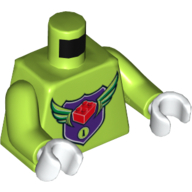 Деталь LEGO Torso MBA Level 1 Logo Print, Lime Arms, White Hands, Лайм