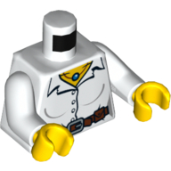 Деталь LEGO Torso Blouse with Buttons, Belt and Necklace Print, White Arms, Yellow Hands, Белый