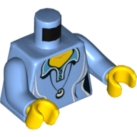 Деталь LEGO Torso Shirt with Two Buttons and Shell Pendant Print, Medium Blue Arms, Yellow Hands, Средне-голубой