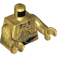 Деталь LEGO Torso with Blue, Red and White Wires Print (C-3PO), Pearl Gold Arms and Hands, Жемчужно-золотой