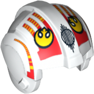 Деталь LEGO Minifig Helmet Rebel Pilot with Yellow Rebel Logo, Red and Yellow Stripes Print, Белый