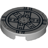 Деталь LEGO Tile Round 2 x 2 with Bottom X Cross - Black SW Tie Fighter Print (9492), Светлый сине-серый