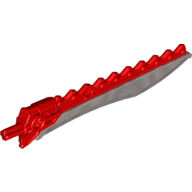 Деталь LEGO Large Figure Weapon Sword, 11.5L with Sawtooth Back with Flat Silver Blade, Красный
