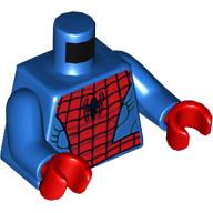 Деталь LEGO Torso Muscles, Black Webbing and Spider Print (Spider-Man), Blue Arms, Red Hands, Голубой