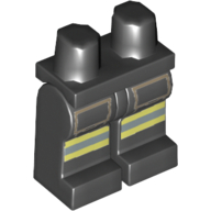 Деталь LEGO Hips and Black Legs with Yellow Reflective Stripe Print, Черный