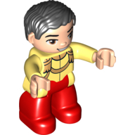 Деталь LEGO Duplo Figure - Male with Parted Wavy Hair and Light Flesh Face - Cinderella's Prince Charming, Ярко-светло-желтый