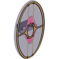 Деталь LEGO Minifig Shield Ovoid with Grip and SW Gungan Patrol Shield Print, Прозрачный фиолетовый