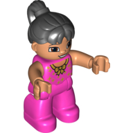 Деталь LEGO Duplo Figure Adult Female with Ponytail, Темно-розовый