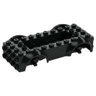 Деталь LEGO Vehicle Base 5 x 10 x 2 1/2 with Mudguards, Wheel Pins and 6 x 2 Centre Recess with 3 Holes, Black Wheel Holders, Черный