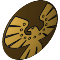 Деталь LEGO Minifig Shield Round Bowed and Gold Eagle Print, Темно-коричневый