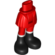 Деталь LEGO Minidoll Hips and Short Skirt with Red Leggings and Black Boots Print, Красный