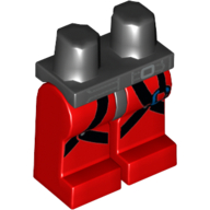 Деталь LEGO Hips and Red Legs with Black Harness with Blue Carabiner Print, Черный