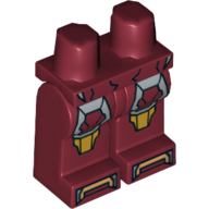 Деталь LEGO Hips and Dark Red Legs with Iron Man Gold and Silver Knee Plates and Gold Boots Print, Темно-красный