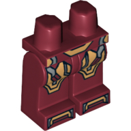 Деталь LEGO Hips and Dark Red Legs with Iron Man Gold and Silver Knee Plates, Boots and Belt Print, Темно-красный