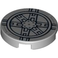 Деталь LEGO Tile Round 2 x 2 with Bottom Stud Holder with Tie Fighter Mechanical Print, Светлый сине-серый