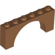 Деталь LEGO Brick Arch 1 x 6 x 2 - Thin Top without Reinforced Underside [New Version], Средне-темный телесный