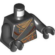 Деталь LEGO Torso Robe with Gold Buckles and Earth Power Emblem Print, Black Arms and Hands, Черный