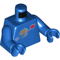 Деталь LEGO Torso with Classic Moon with Simulated Wear Print, Blue Arms and Hands, Голубой