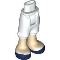 Деталь LEGO Minidoll Hips and Cropped Trousers with Light Flesh Legs and Dark Blue Shoes Print, Белый