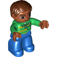 Duplo Figure - Male with Parted Wavy Hair and Medium Dark Flesh Face